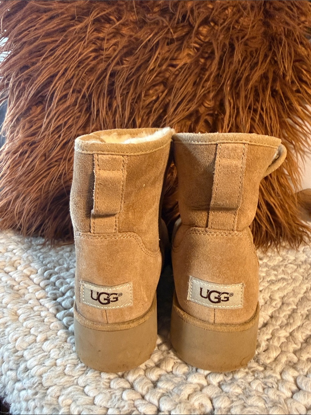 UGG Short Suede Boots - Chestnut Brown
